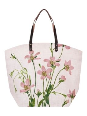 Pink Flower Large Jute Tote - Live Life In Full Bloom